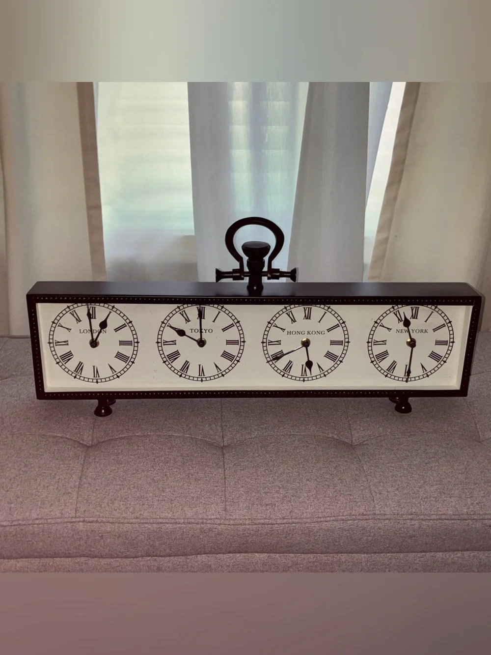 Pottery Barn World Multi-Clock Industrial Retro Mantle Center Piece Clock